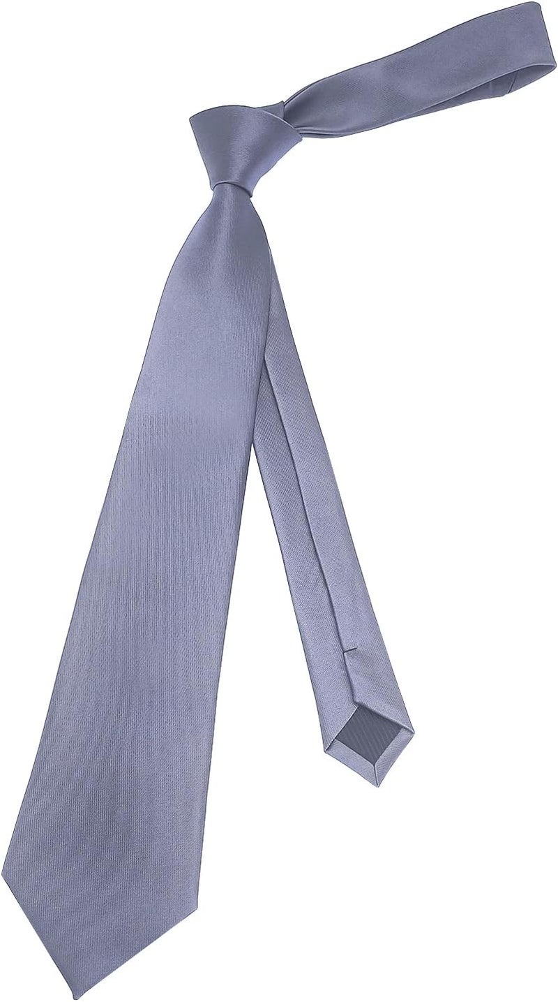 Murong Men's Ties Solid Color Pure Polyester Plain Fine Stripes Necktie Ties For Men - Image 3